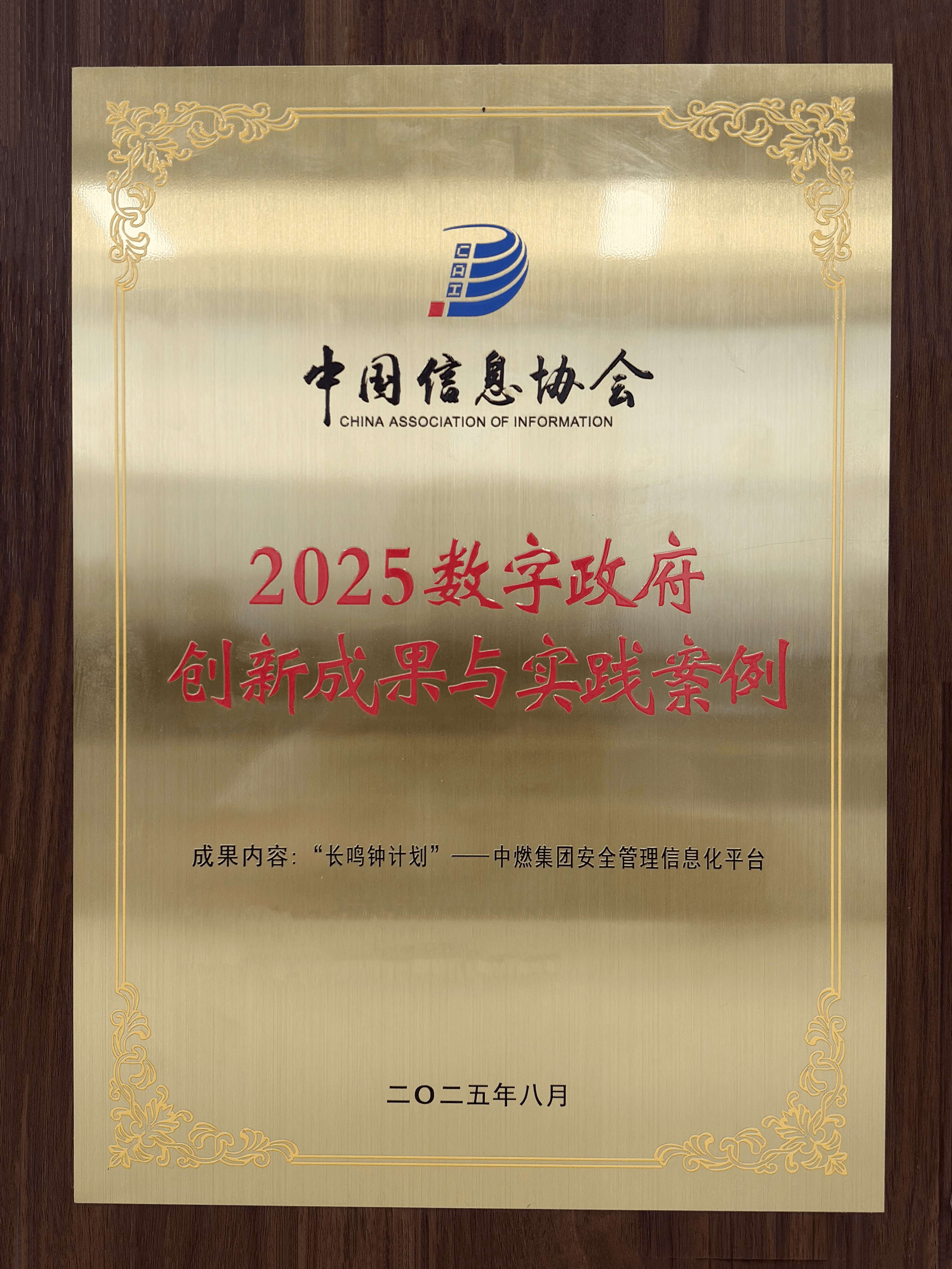 中国燃气安全管理信息化平台入选“2025数字政府创新成果与实践案例”